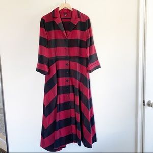 J. Peterman Red and Black Striped Maxi Dress